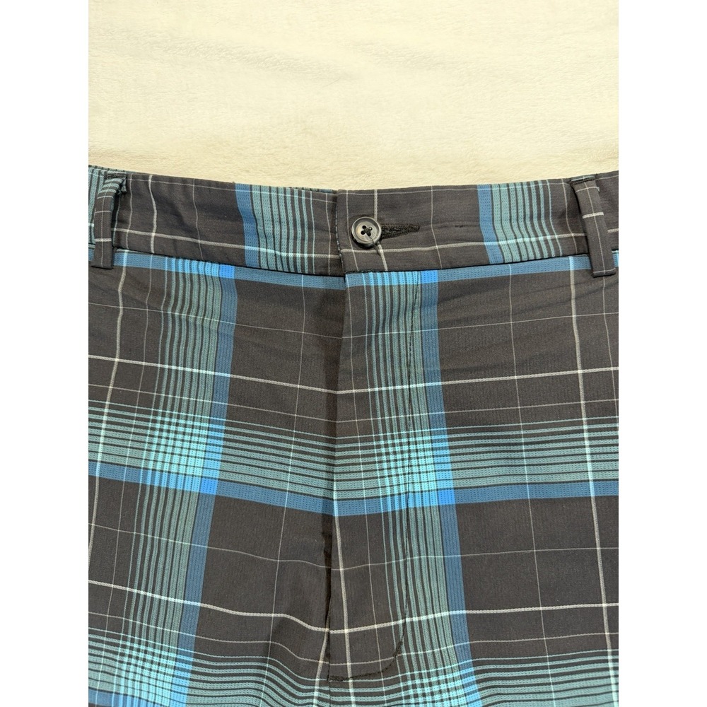 Slazenger Black/Blue Plaid Golf Bermuda Shorts 36 Performance Preppy 10" Inseam - Picture 3 of 9